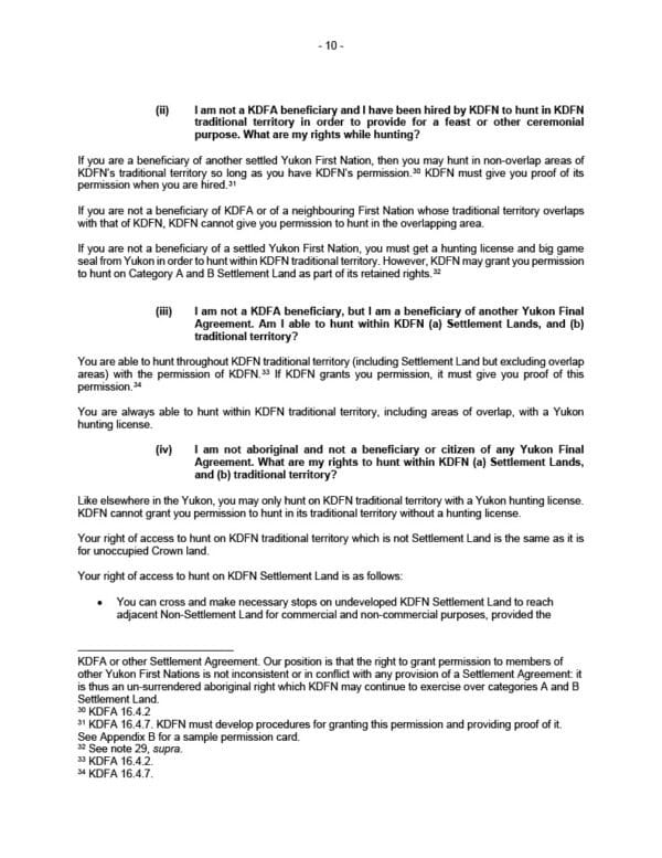 KDFN harvesting rights - Kwanlin Dün First Nation