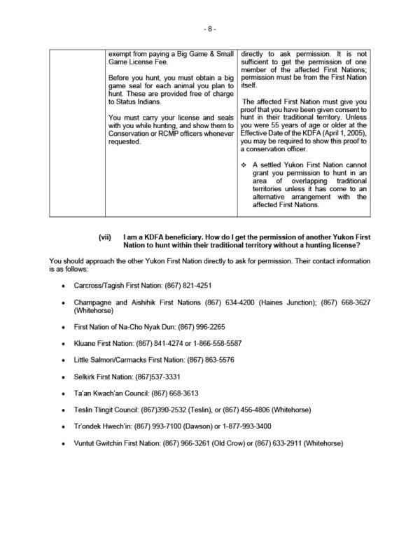 KDFN harvesting rights - Kwanlin Dün First Nation